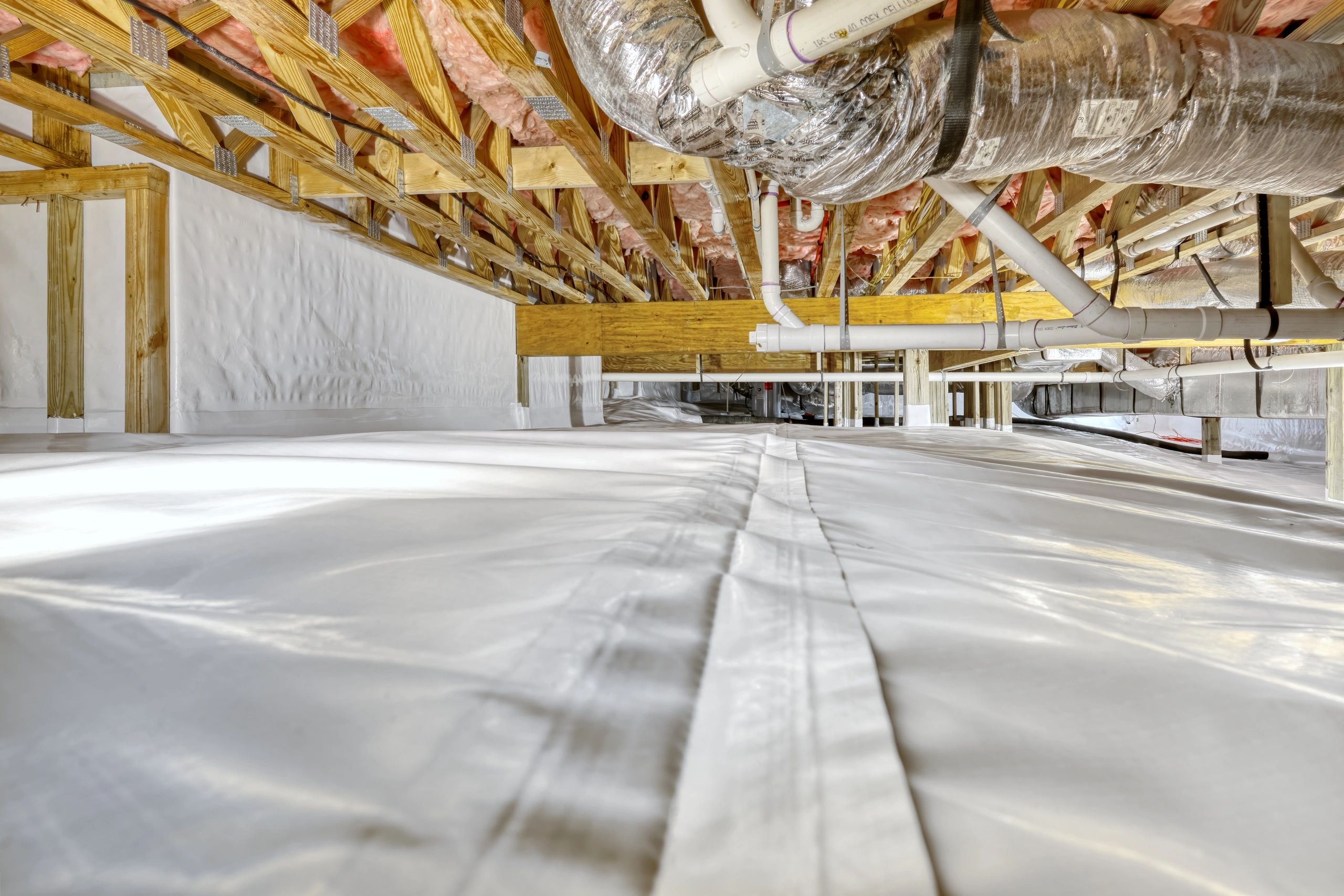 Crawl space vapor barrier interior